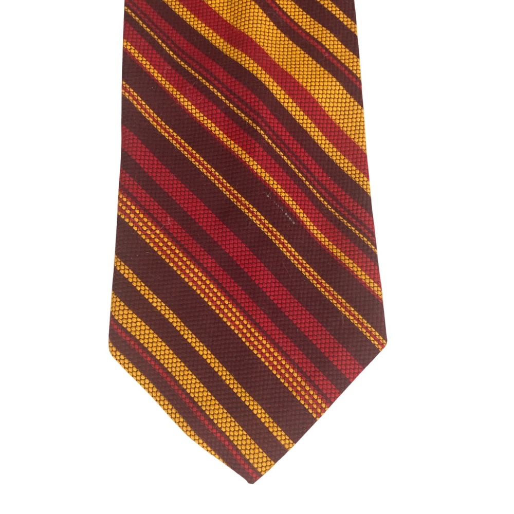 Resilio Mens Striped Necktie Burgundy Gold Red Collegiate Preppy Business Tie